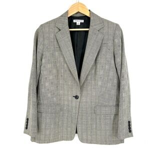 Pendleton Womens Glen Plaid Blazer Jacket Size 16 Black White USA F601-10022